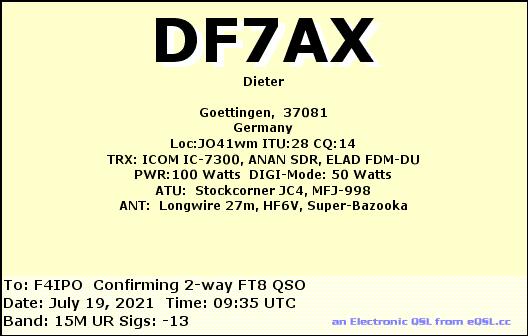QSL de DF7AX