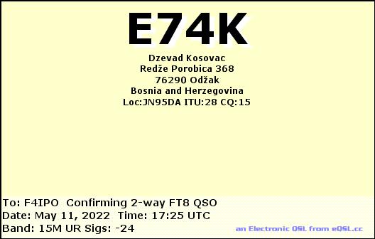 QSL de E74K