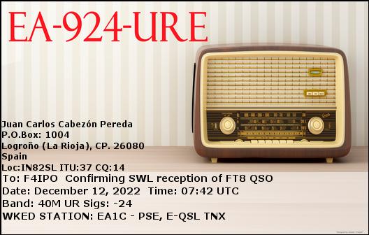 QSL de EA/924/URE