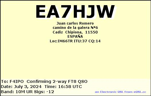 QSL de EA7HJW