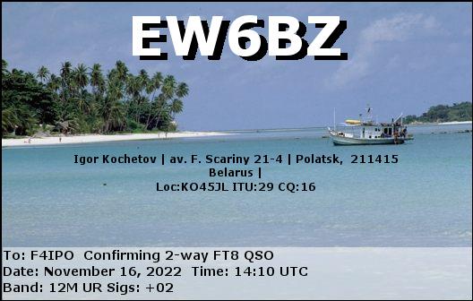 QSL de EW6BZ