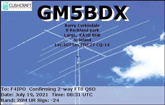 QSL de GM5BDX