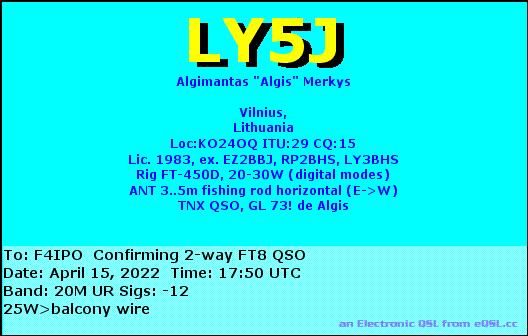 QSL de LY5J