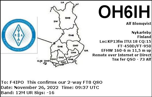 QSL de OH6IH