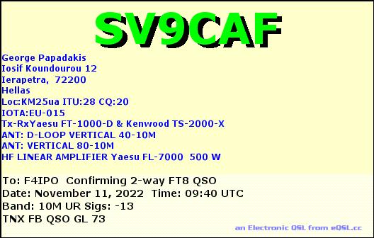 QSL de SV9CAF