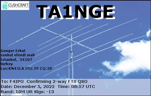 QSL de TA1NGE